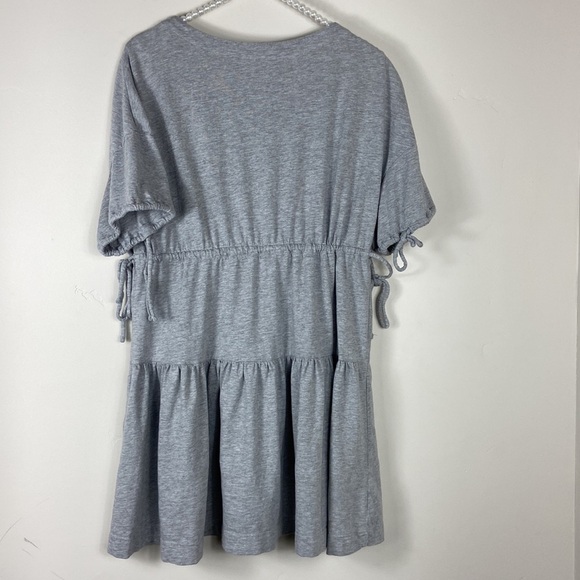 Caslon Gray V Neck Drawstring Tie Layer Jersey Knit Dress XXS Petite - Picture 5 of 6